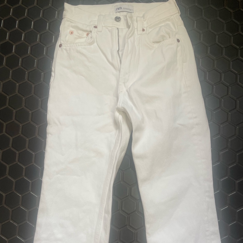 Zara straight white jeans